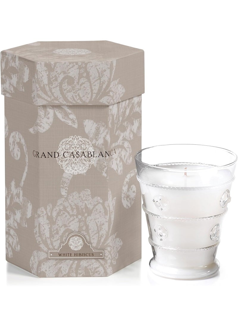 Zodax Grand Casablanca Glass Jar Scented Candle Trio for Home Decor - Ideal for Kitchen and Bathroom - Makes a Great Gift for Women and Men - White Hibiscus - 8.3 Oz.