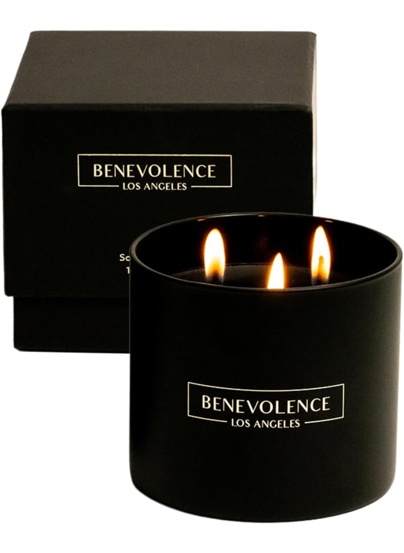 Benevolence LA 3 Wick Candle, Black Berries (Baies) Large Scented Candle | Soy Candles | Gifts for Women and Men | Home Fragrance | Aromatherapy | Bathroom Freshener 14.5 Oz, 45 Hour Burn