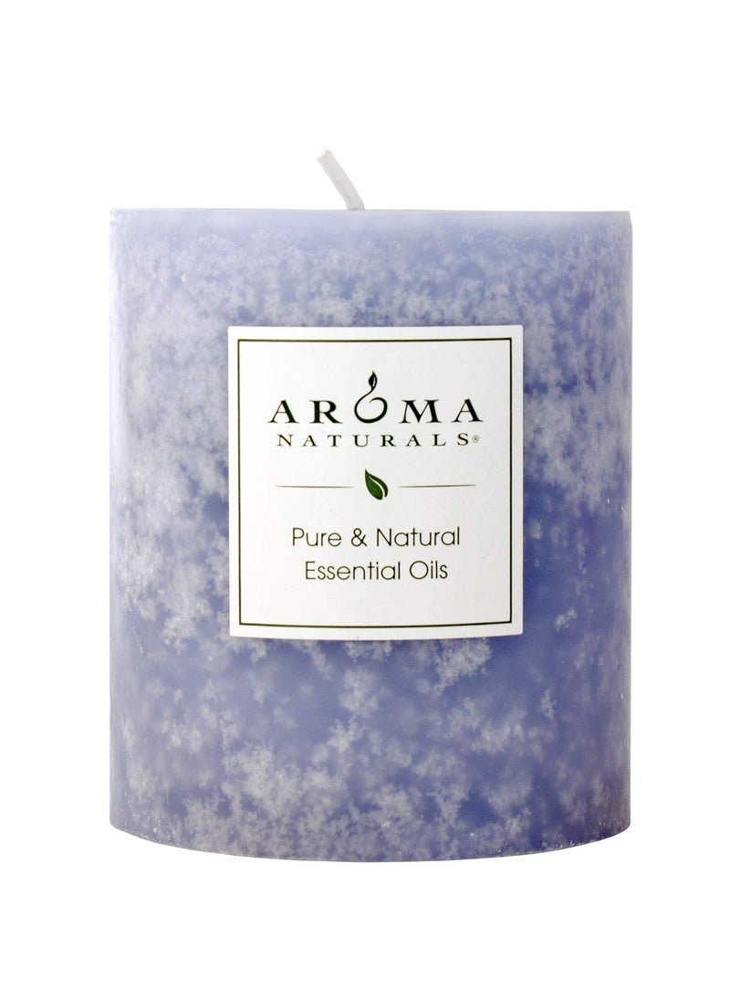 Aroma Naturals Lavender Essential Oil Blue Scented Pillar Candle, Tranquility, 3 inch x 3.5 inch