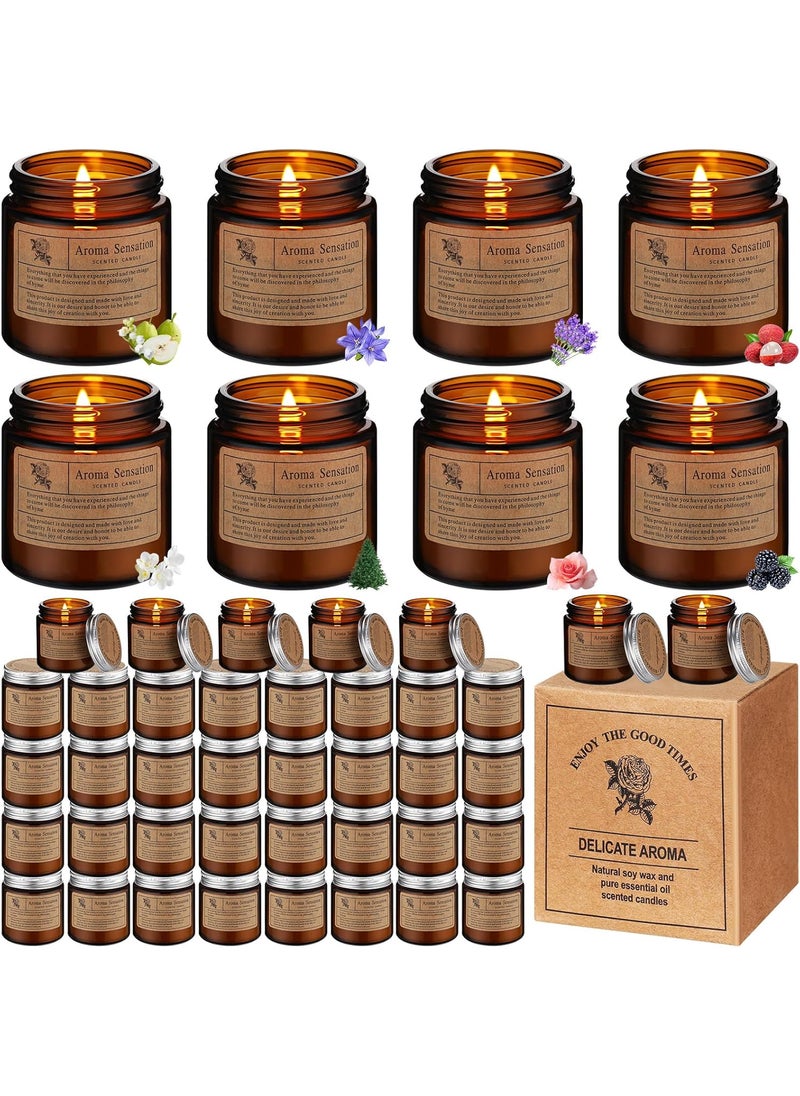 MTLEE 48 Pcs Scented Candles Bulk Thank You Gift Candles Set for Women Aromatherapy Soy Wax Jar Home Long Lasting for Employees Wedding Mother's Day Teacher Birthday Gift(Amber)