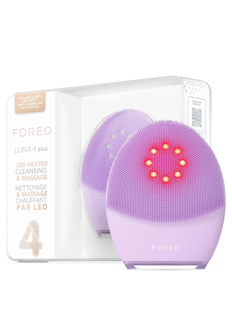 FOREO Luna 4 Plus Facial Cleansing Brush | Near Infrared Light Therapy + LED Red Light Therapy Deep Thermo Cleansing Facial | Anti Aging Microcurrent Facial Device | Normal Skin