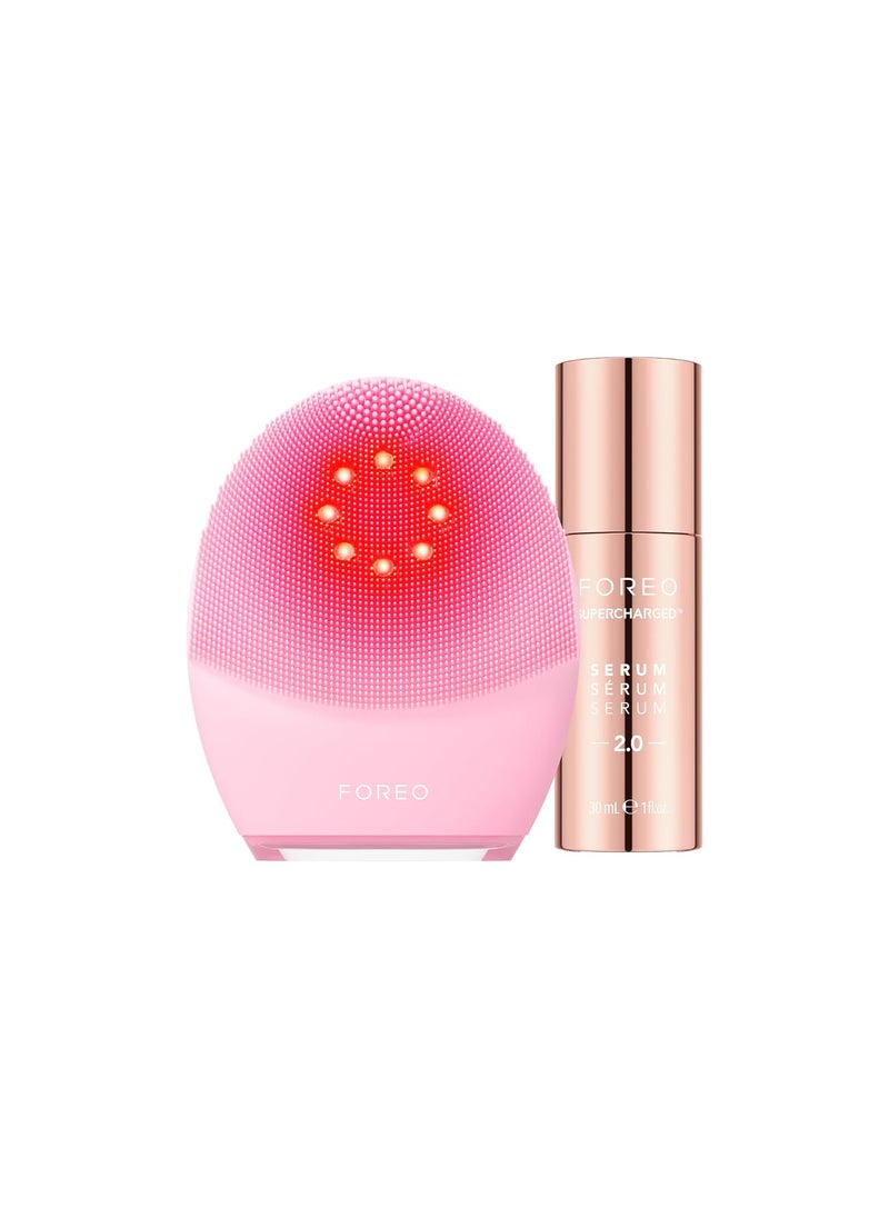 FOREO Luna 4 Plus Facial Cleansing Brush | Near Infrared Light Therapy + LED Red Light Therapy Deep Thermo Cleansing Facial | Anti Aging Microcurrent Facial Device | Normal Skin