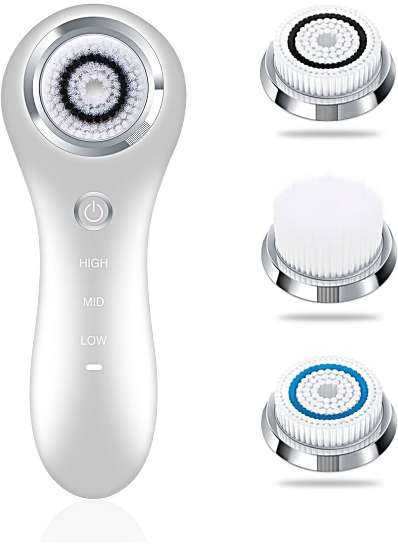 Facial Cleansing Brush Sonic Facial Brush Skin Cleansing Electric Face Scrubber Exfoliator by Hangsun SC200 with 3 Brush Heads, 3 Speed Modes Rechargeable for Exfoliating, Massaging and Deep Cleansing