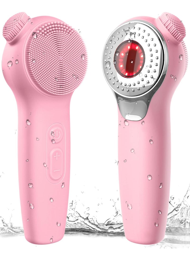 Facial Cleansing Brush Face Scrubber, Alyfini Silicone Electric Deep Cleaning Exfoliating Brush with Nose Scrub Blackhead Remover, Waterproof Rechargeable Thermal Massager Skin Care Routine Men Women