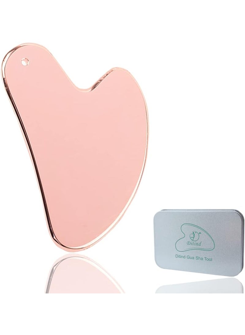 Ditind Stainless Steel Gua Sha Facial Tools, Rose Gold Gua Sha Tool, Stainless Steel Guasha Tool for Facial and Body SPA, Guasha Massage for Toxins Prevents Wrinkles and Body SPA Acupuncture Therapy