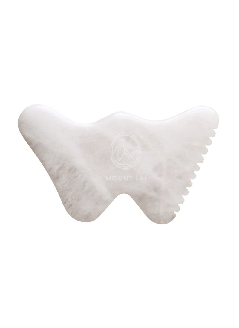 Mount Lai Vitality Qi White Jade Gua Sha Facial Tools Sculpting Tool with Protective Pouch - Face & Body Guasha Tools for Self-Care, Sculpting, Puffiness Relief & Muscle Tension Massage