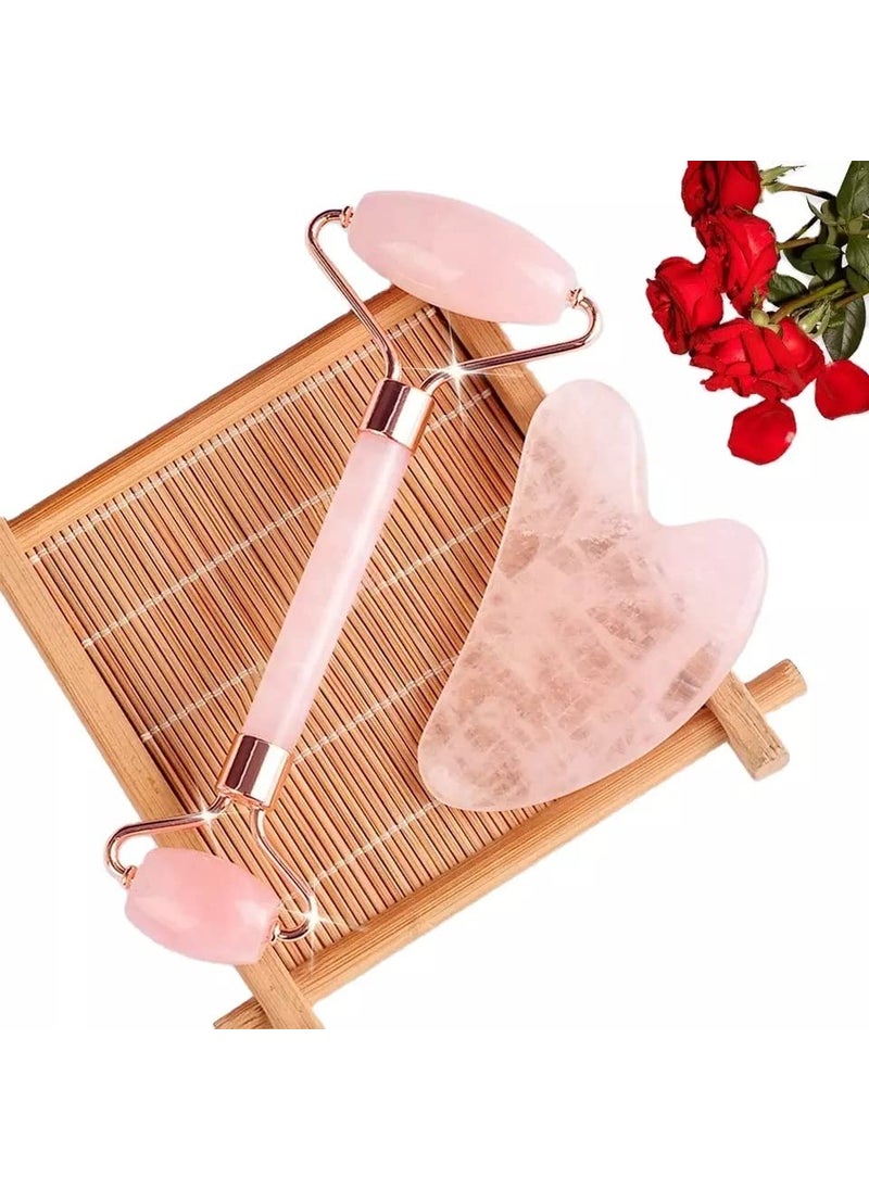 Anti-Aging Facial Massage Roller natural crystal rose quartz gua sha jade roller