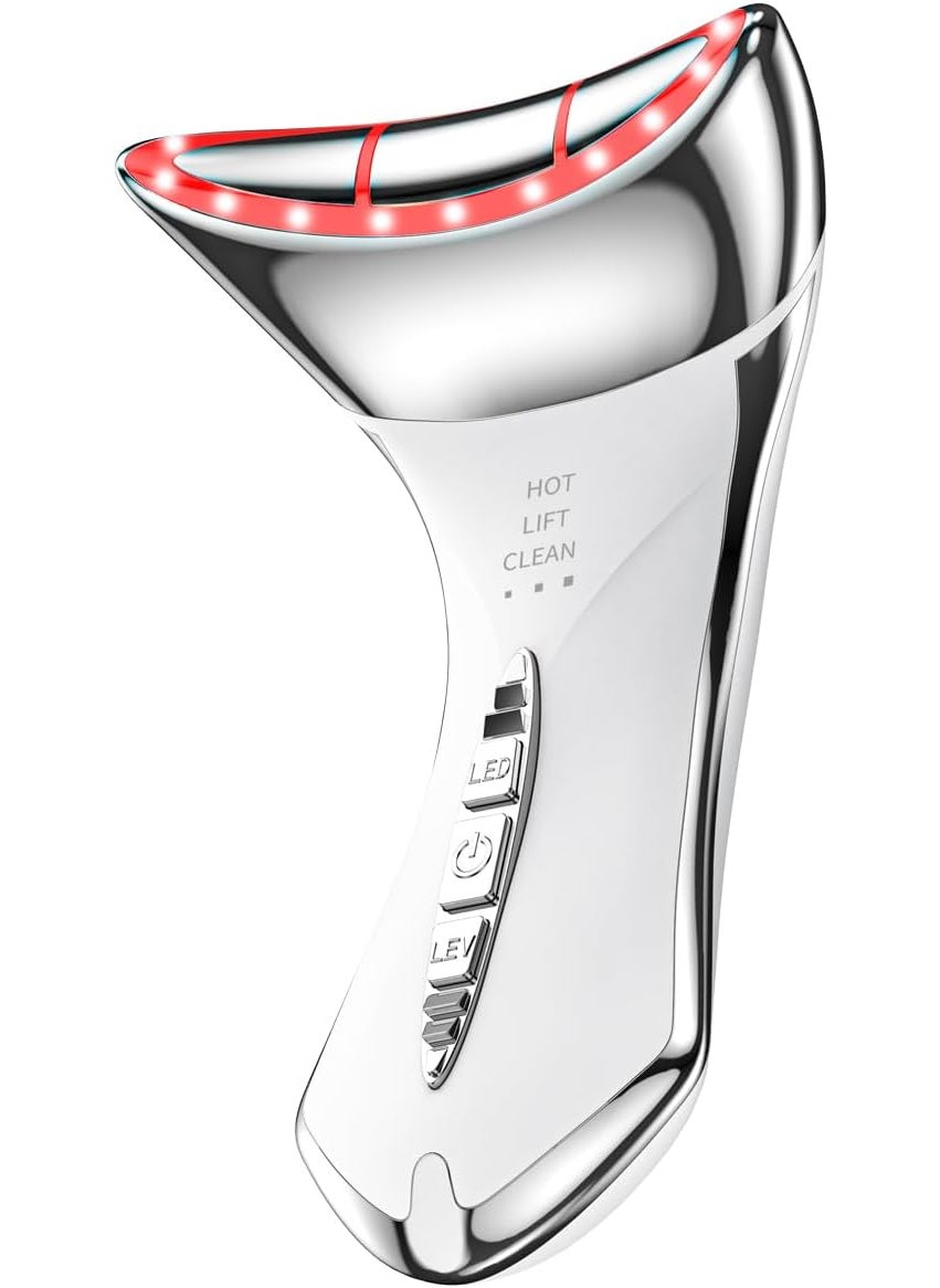 Neck and Face Sculptor with 7-in-1 Led for Skin Care,Water Resistant True Beauty Glow Facial Massager (White)