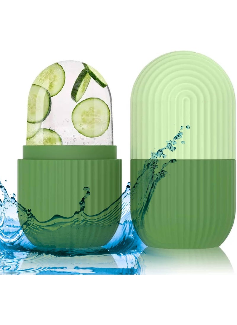 Ice Face Roller - Perfectly shaped for Face, Body, and Under Eyes - Ice Mold for Face Easy Handheld Design - Food-Grade Silicone material - Pamper Yourself with Ice - Facial Beauty Ice Roller (Green)