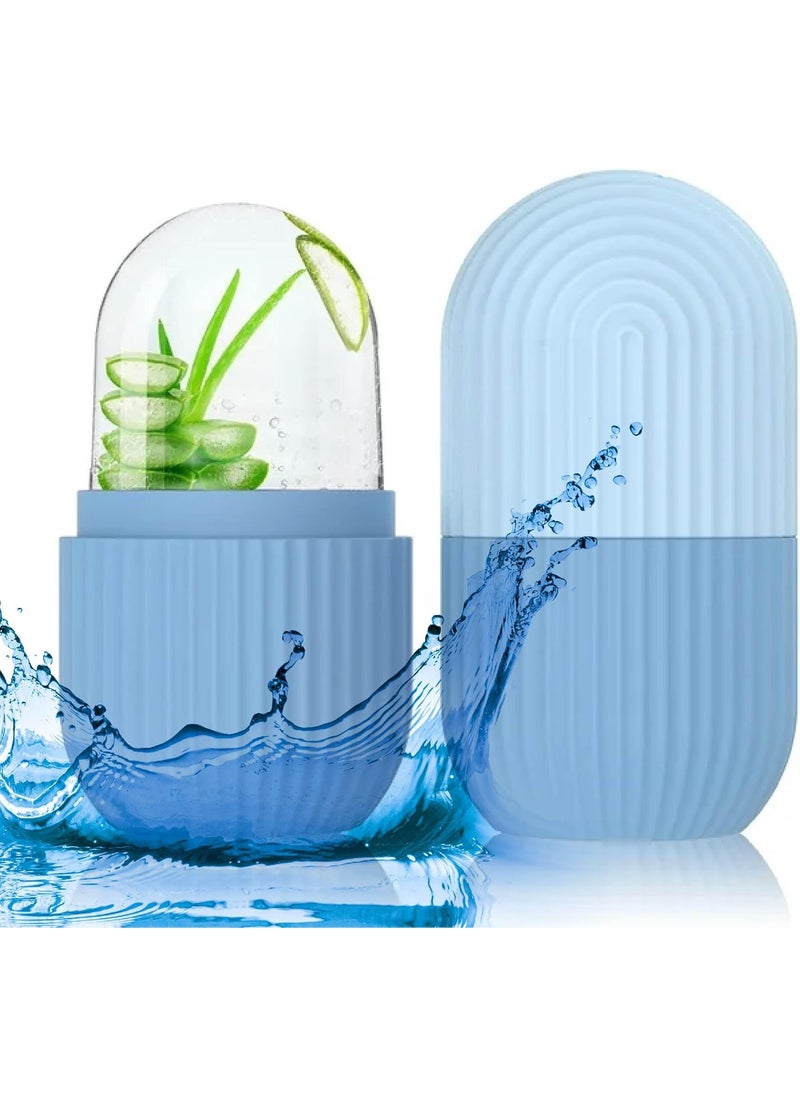 Ice Face Roller - Perfectly shaped for Face, Body, and Under Eyes - Ice Mold for Face Easy Handheld Design - Food-Grade Silicone material - Pamper Yourself with Ice - Facial Beauty Ice Roller (Blue)