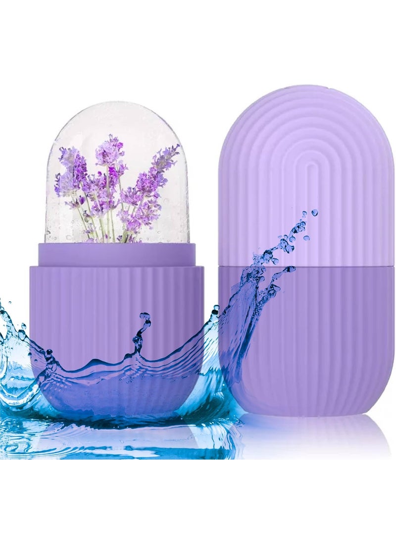 Ice Face Roller - Perfectly shaped for Face, Body, and Under Eyes - Ice Mold for Face Easy Handheld Design - Food-Grade Silicone material - Pamper Yourself with Ice - Facial Beauty Ice Roller (Purple)
