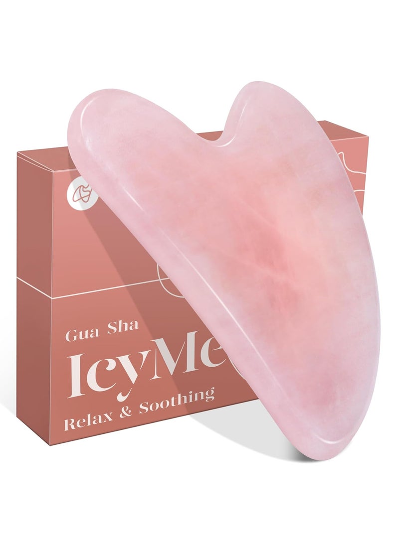 BAIMEI Gua Sha Facial Tool for Self Care, Massage Tool for Face and Body Treatment, Relieve Tensions, Reduce Wrinkles and Redness, Skin Care Tools for Men Women - Rose Quartz