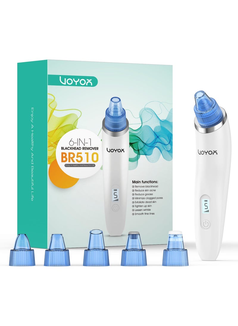 VOYOR Blackhead Remover Pore Vacuum - Electric Face Vacuum Pore Cleaner Acne White Heads Removal with Suction Heads (BR510)