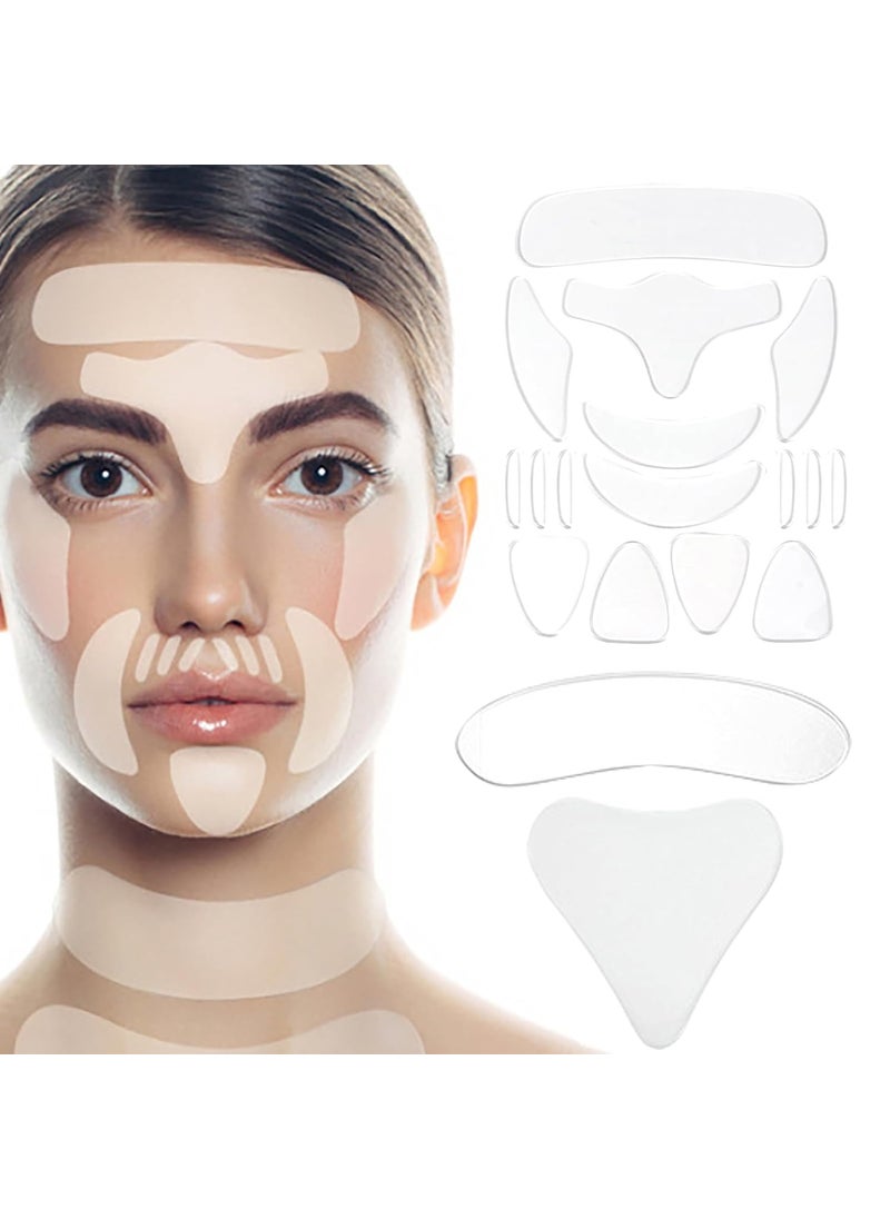 Anti Wrinkle Patches, 18Pcs Face Wrinkle Patches Reusable Silicone Skin Lifting Pads Wrinkle Removal Sticker for Smooth Around Eye Mouth Forehead Neck Chest & Upper Lip