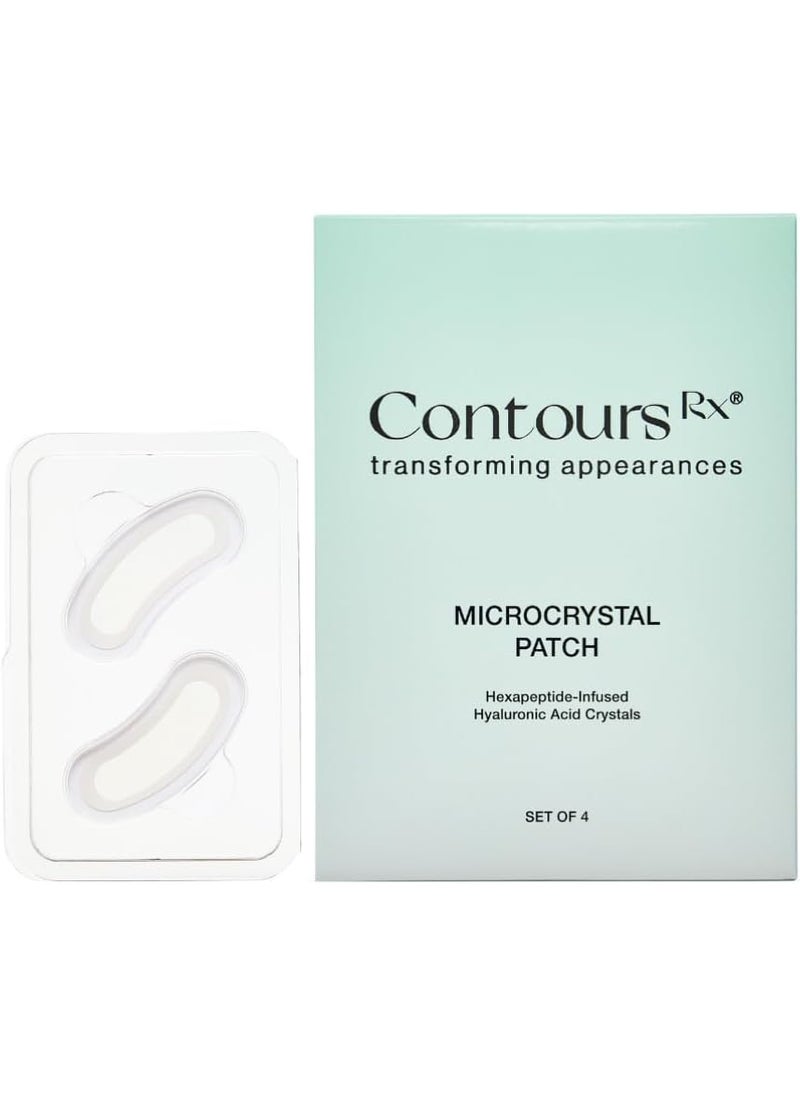 Contours Rx Microcrystal Wrinkle Patches - Anti-Aging Wrinkle Filler & Overnight Collagen Boost Treatment - Non-Invasive Crystal Hyaluronic Acid & Hexapeptides Infused Facial Patches (4 Sets)