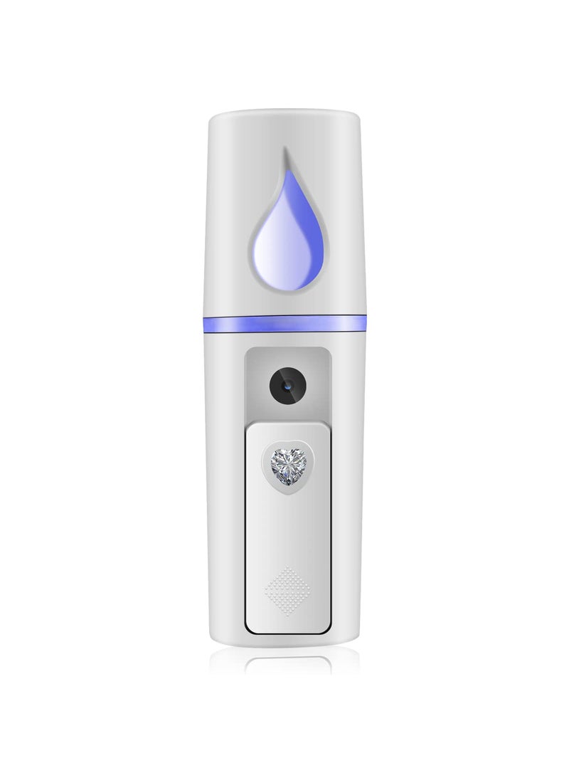 Nano Facial Mister Portable Mist Sprayer with Mirror Mini Cool Mist Spray for Skin Care  Facial Body Moisturized  Eyelash Extensions USB Rechargeable White