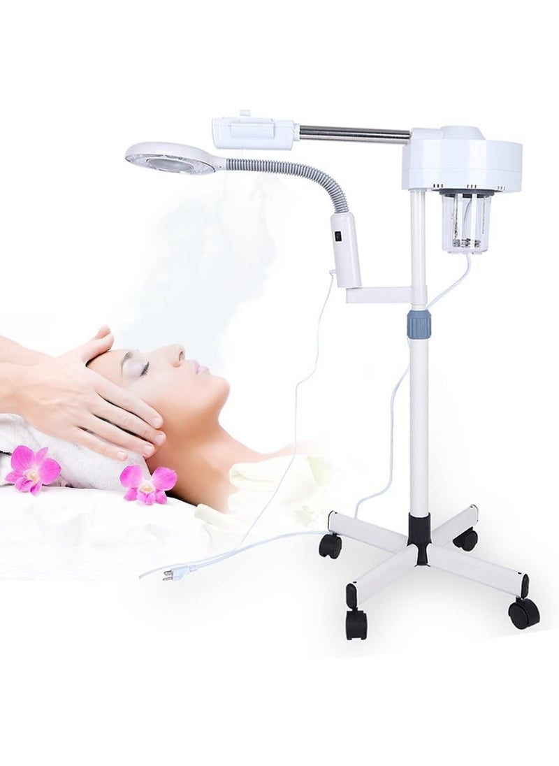 Magnifier Floor Light, 2 in 1 LED Cold Light Facial Steamer with 5X Magnifying Lamp Hot Beauty Machine for Home Salon Spa Ionic Skin Care