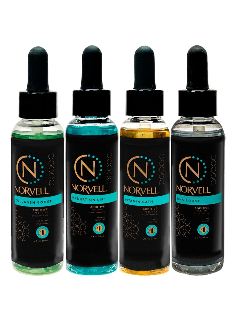 Norvell Pro Lab Kit - Professional Spray Tan Additives Kit, DHA Boost 2 oz., Hydration Lift 2 oz., Collagen Boost, & Vitamin Bath.