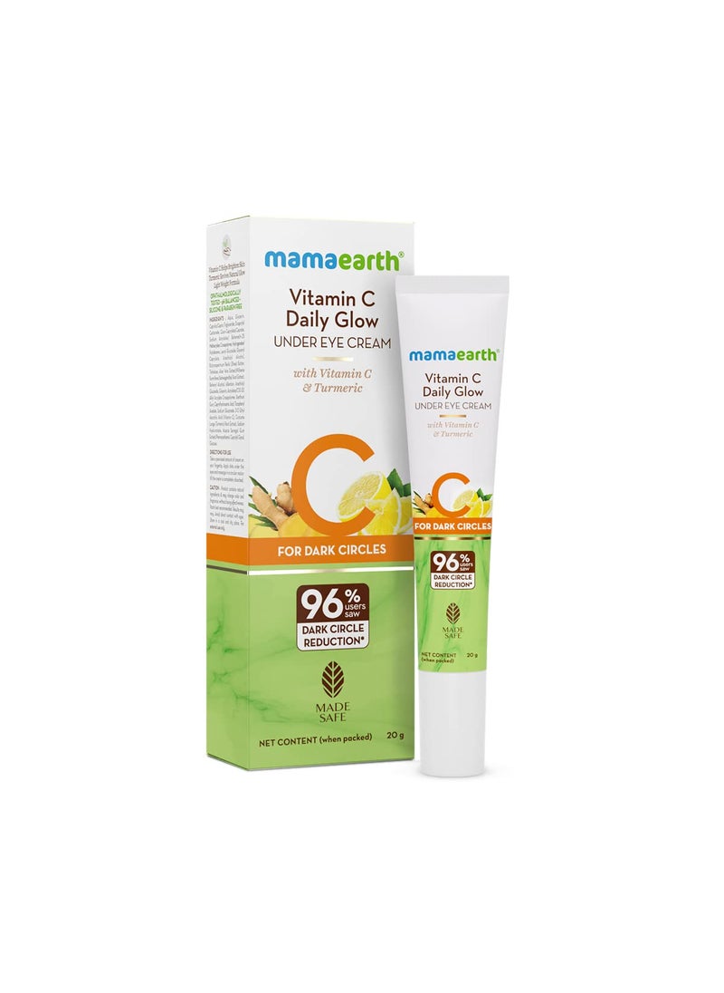MAMAEARTH Vitamin C Daily Glow Under Eye Cream | Reduces Dark Circles, Puffiness, Bags & Wrinkles | Soothes Tired Eyes | Firms Under Eye Skin | 0.71 Oz/20 g