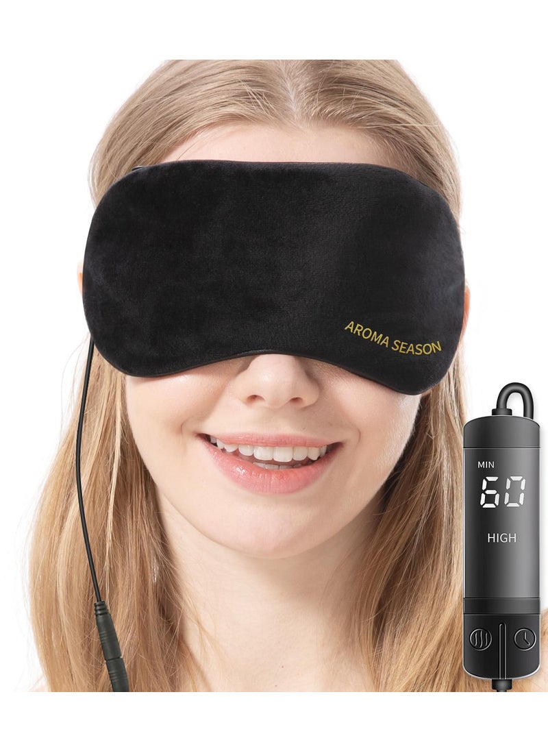 Aroma Season Heated Eye Mask, Warm Eye Compress for Dry Eyes MGD Stye Blephartitis Sinus Migraine, Graphene Heating Element with Natural Lavender Pack (Black)