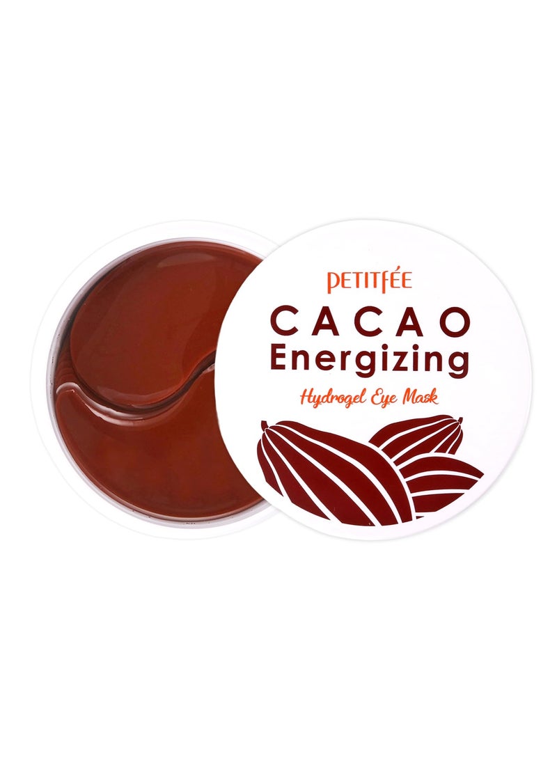 Petitfee Cacao Energizing Hydrogel Eye Mask 60ea (30pairs) - Nourishing Eye Patch with Cacao Seed Butter, Brazil Nut, Pine Nut, Macadamia, Revitalizes Under Eyes, Cooling, Firming, Hydrating Eye Care