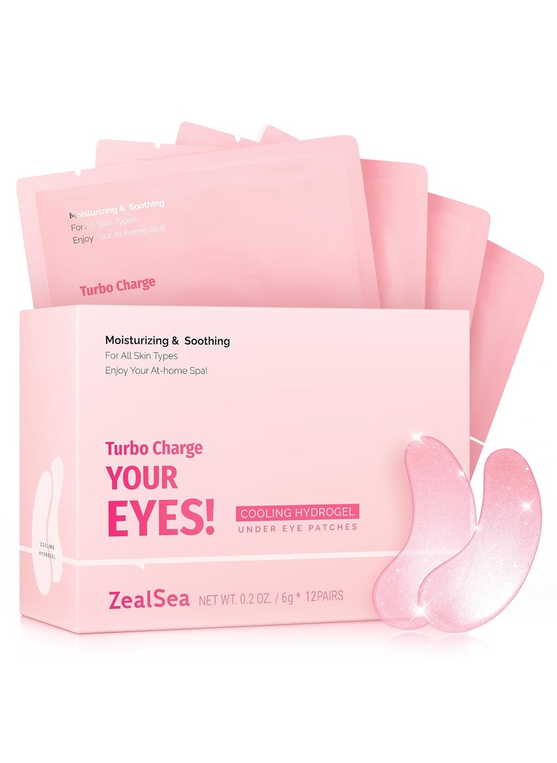 ZealSea 12 Pairs Under Eye Masks for Dark Circles and Puffy Eyes - Hydrating Eye Patches, Gel Eye Patches Eye Bags Treatment for Women - Cling to Eye Moisturizing Lighten Fine Lines