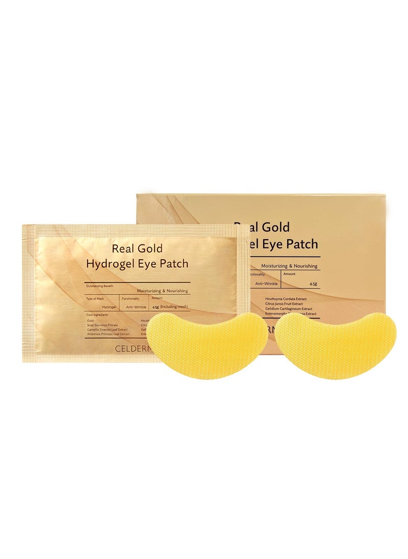 CELDERMA Real Gold Hydrogel Eye Patch [20 Pairs], Moisturizing & Nourishing, Anti-Wrinkle.