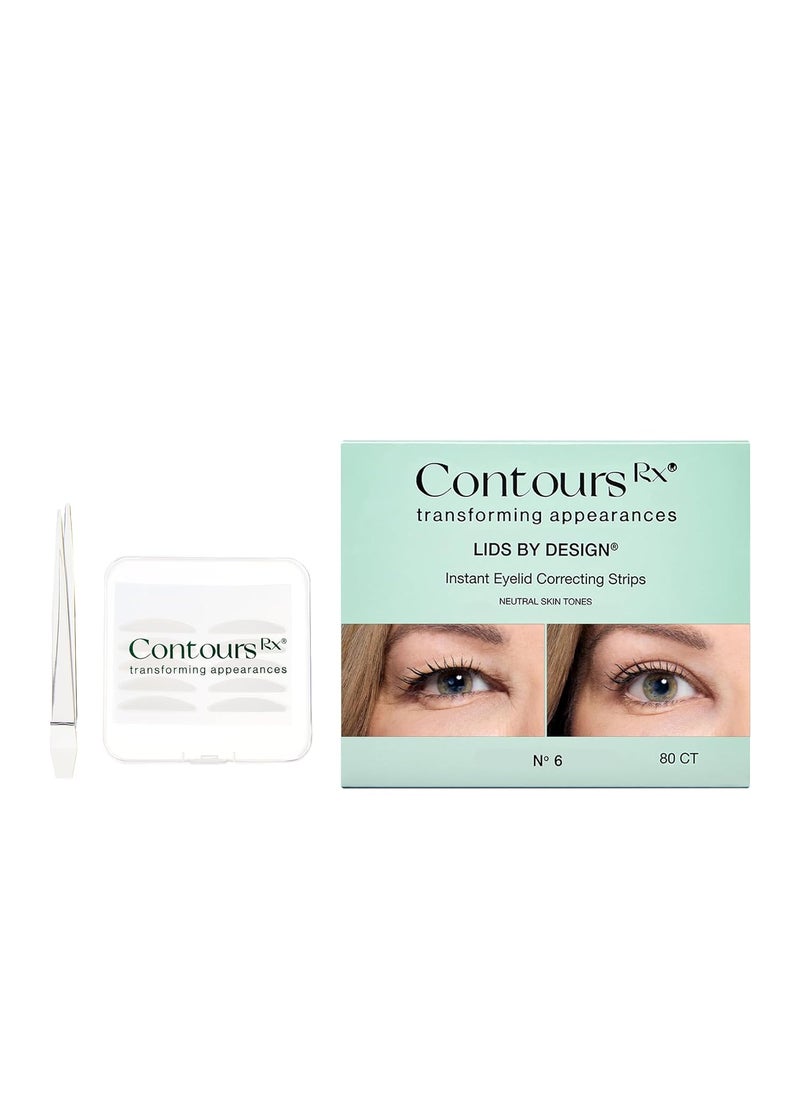 Contours Rx Lids by Design - Non-Surgical & Transparent Eyelid Lift Strips - for a More Youthful-Looking Appearance, Lid Lifting Treatment, Eyelid Tape for Hooded Eyes (6mm) 80ct