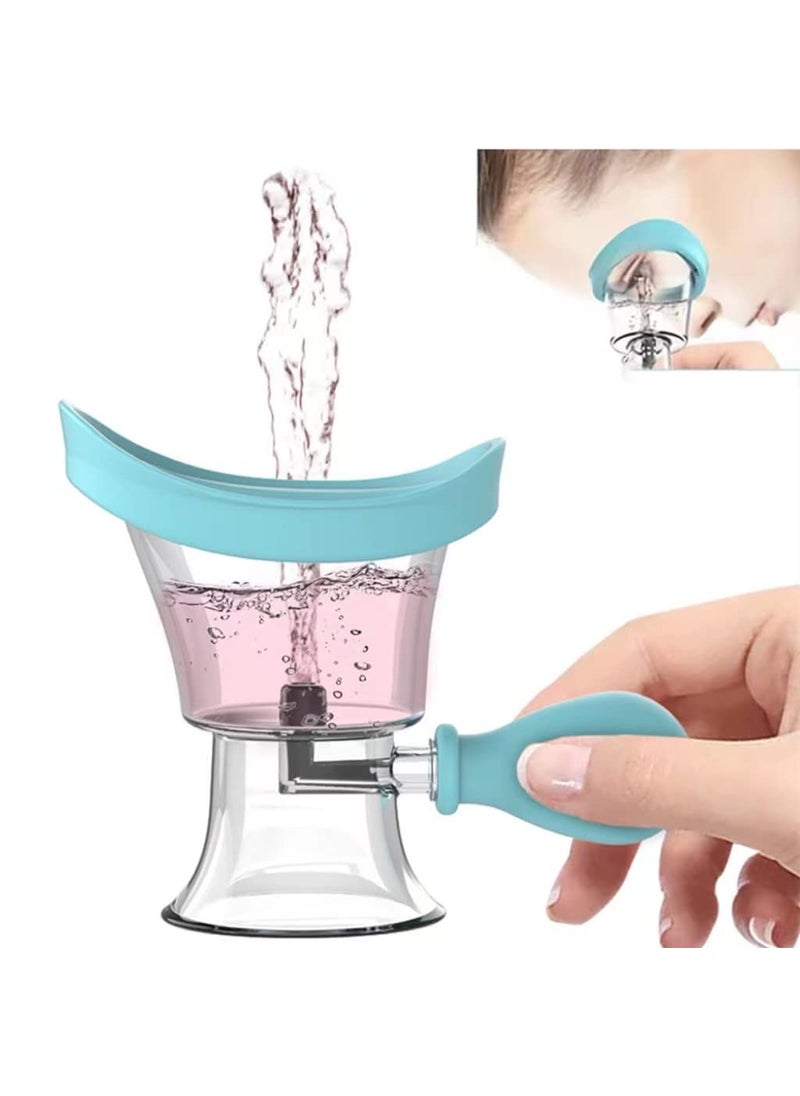 Eye Wash Cup,Eye Wash Cleaner Kit Silicon Manual Air Pressure Eye Cleaning Cup Tool Effective Eye Rinse Clean Dust Makeup Irritants,Transparent with Storage Container Eye Cup Soothing Tired Eyes(Blue)