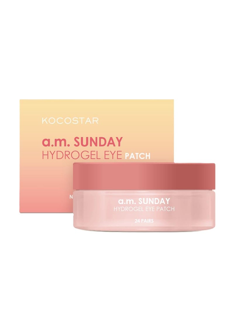 KOCOSTAR a.m Sunday Hydrogel Under Eye Patches with Norwegian Collagen, Hydrating & Nourishing, Reduces Dark Circles and Dry Skin, Korean Skincare (24 pairs/ 48 patches)