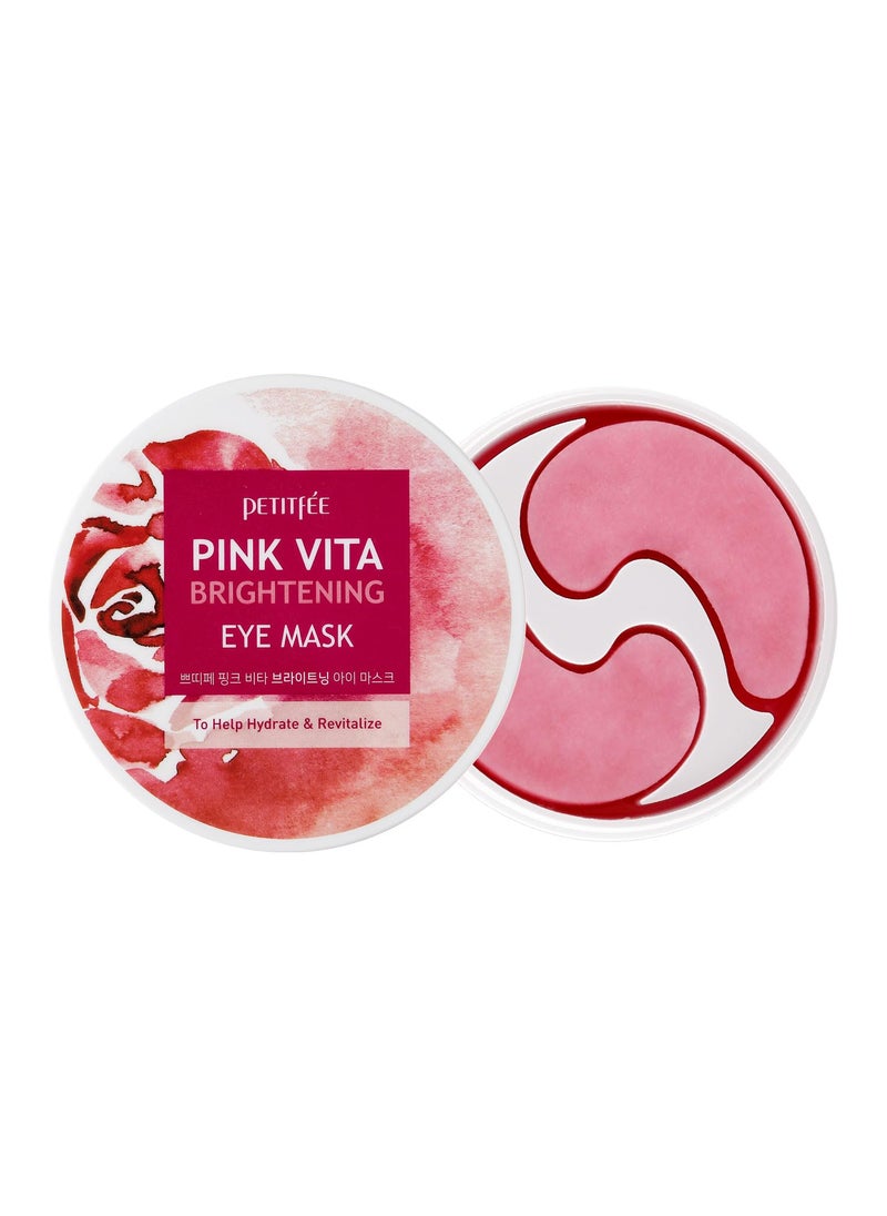 Pink Vita Brightening Eye Mask 60 Pieces (30pairs) - Rose and Vitamin B Eye Patch, Soft Bamboo Sheet Mask, Evens Skin Tone, Rose Extract, Vitamin Tree Extract, Radish Extract, Beet Root Extract