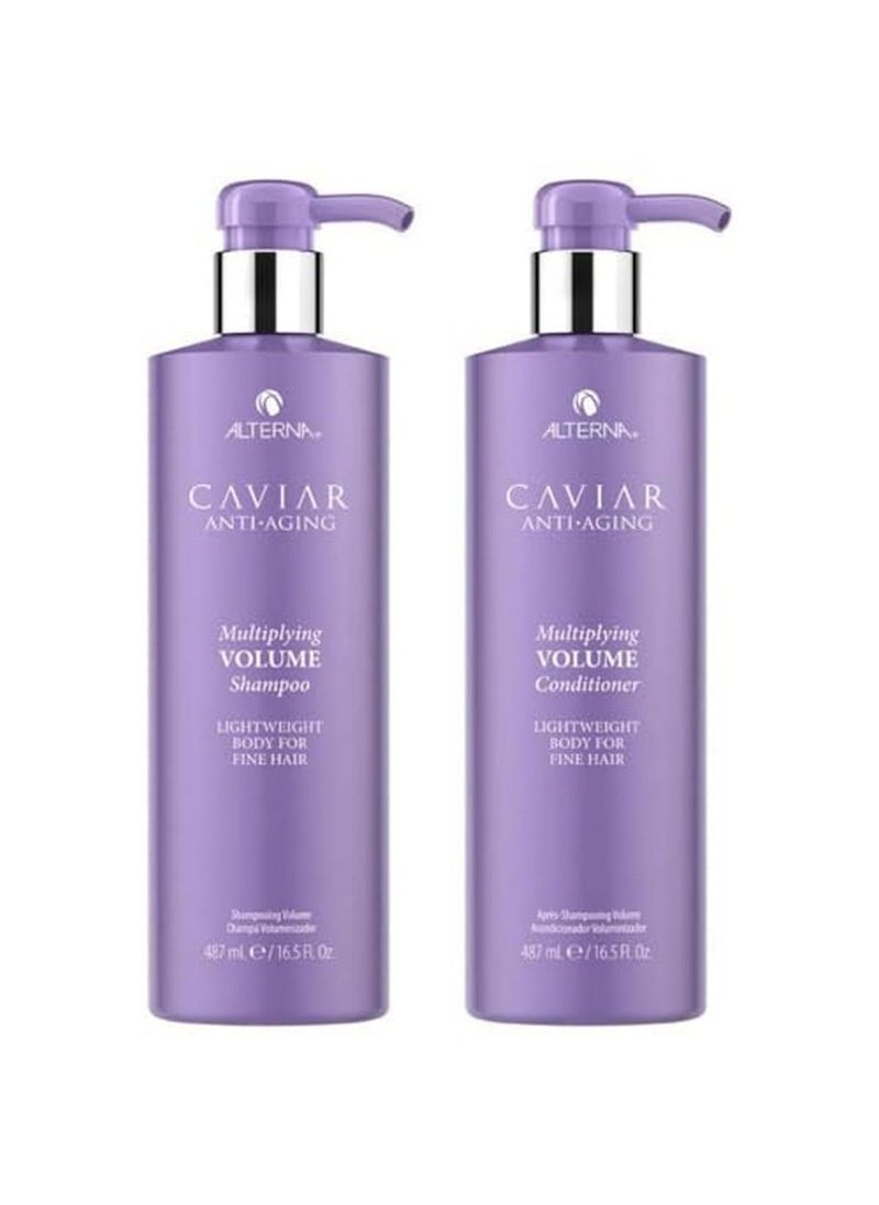 Alterna Haircare CAVIAR Anti-Aging Multiplying Volume Shampoo and Conditioner 16.5 oz | For Fine, Thin Hair | Create Instant Volume and Thickness | Sulfate Free