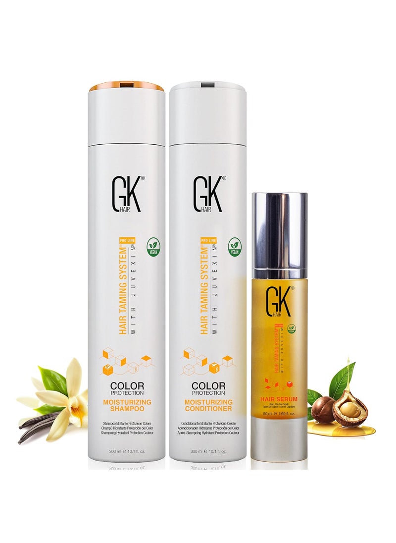 GK HAIR Hydrating Moisturizing Shampoo and Conditioner Set (10.1 Fl Oz) Global Keratin Anti Frizz Serum Dry Damaged Repair Argan Oil (1.69 Fl Oz) All Hair Types Sulfate Paraben Free Unisex