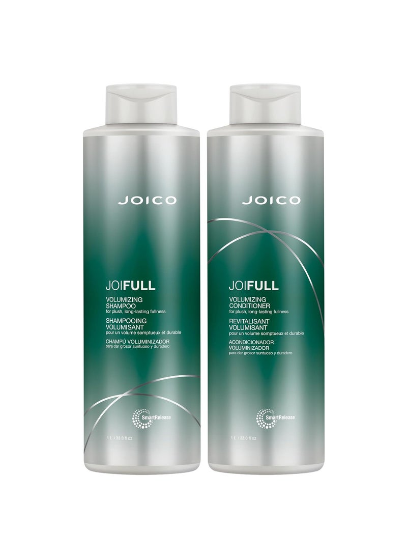 Joico JoiFULL Volumizing Shampoo & Conditioner Set| For Fine, Thin Hair | Add Instant Body | Long-Lasting Fullness | For Thicker Bouncier Hair | Boost Shine| Infused With Lotus Flower & Bamboo Extract