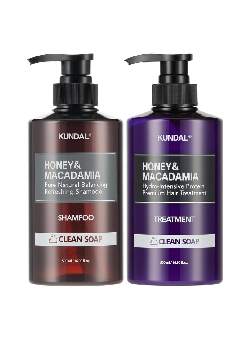 KUNDAL Natural Shampoo and Conditioner Set [Clean Soap] - Korean Hair Care, Long Lasting Fragrance, Moisturize, Nourish, Frizz Control, Argan & Macadamia Oil, Sulfate-Free 16.9fl oz (Pack of 2)