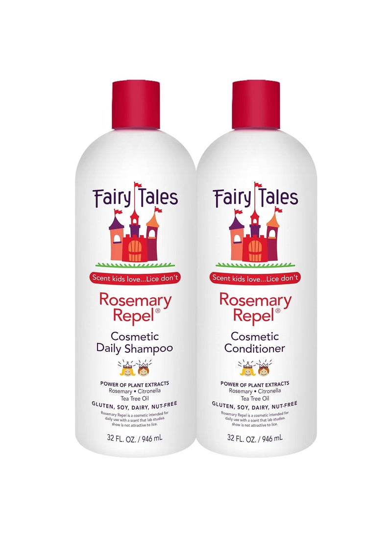 Fairy Tales Rosemary Repel Shampoo and Conditioner Duo - Kids' Favorite Scent, Lice Deterrent (Pack of 2)