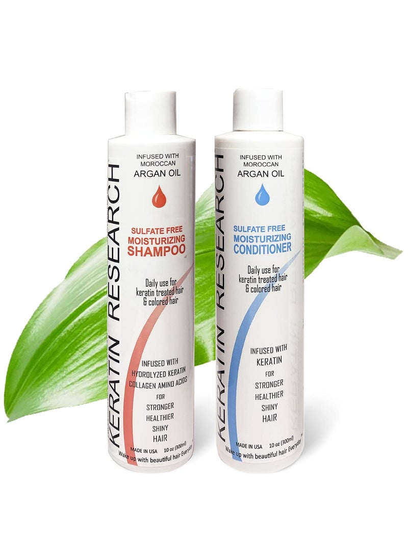 Keratin Research Sulfate & Salt Free Shampoo & Conditioner Value Set, for Post Keratin Treatment, Curtain Bang, Colored Hair - Natural & Nourishing for All Hair Types, 20oz