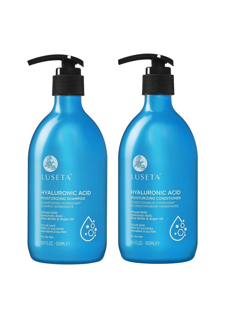 Luseta Hyaluronic Acid Moisturizing Shampoo & Conditioner Set for Dry and Damaged Hair, Sulfate Free Shampoo and Conditioner for Women Infused with Argan Oil and Shea Butter Paraben-Free2 x 16.9oz