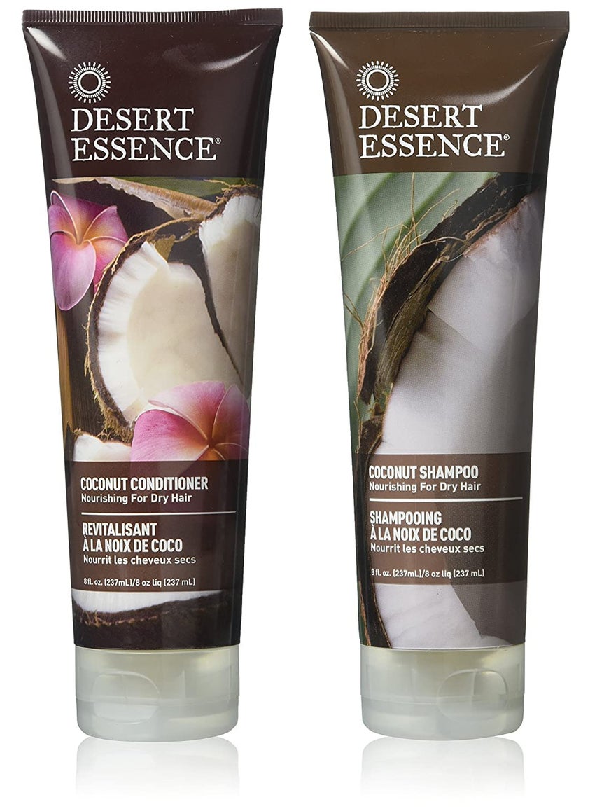Desert Essence Coconut Shampoo & Conditioner Bundle - 8 Fl Ounce - Nourishing For Dry Hair - Delightful Scent - Refreshes Skin - Coconut Oil