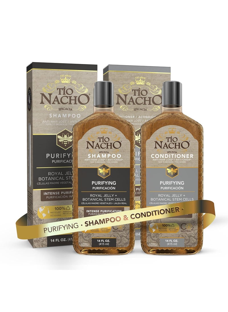 Tio Nacho Purifying Shampoo and Conditioner Set, Royal Jelly, Infused with Botanical Stem Cells for Intense Hair and Scalp Purification + Detoxifying Balance, 28 Fluid Ounces