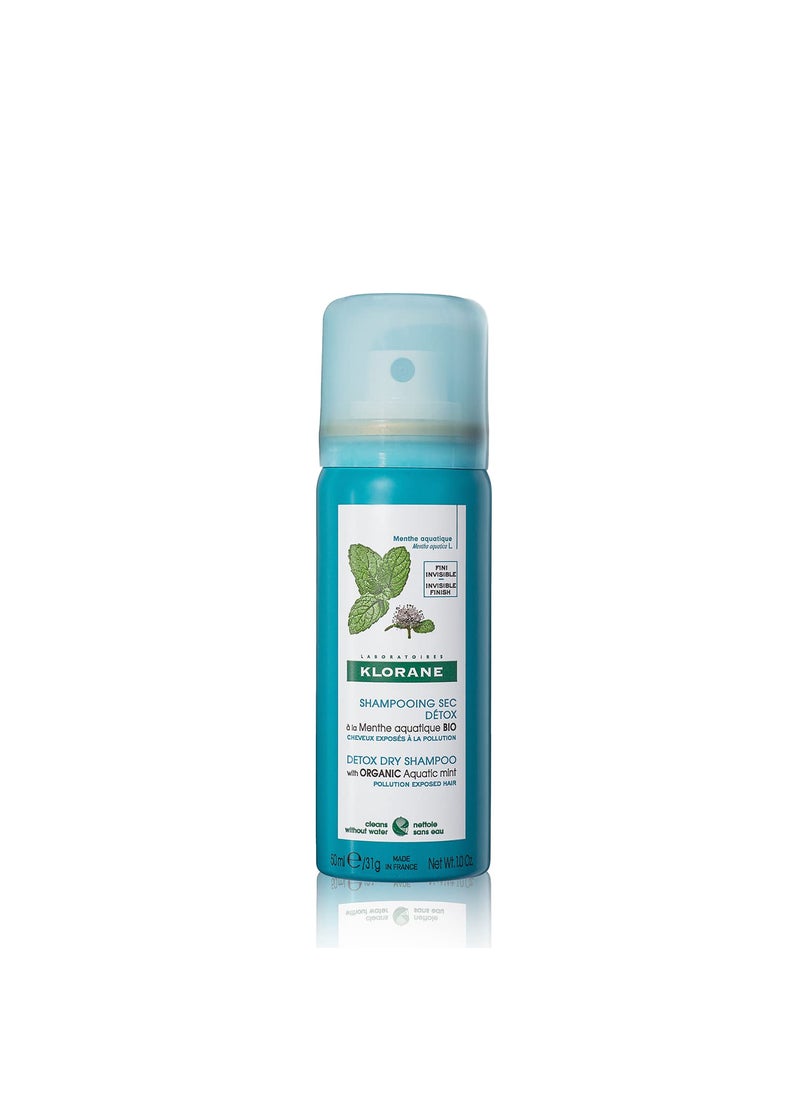 Klorane Detox Dry Shampoo with Aquatic Mint, All Hair Types, Invisible Finish, Cooling, Paraben & Sulfate-Free