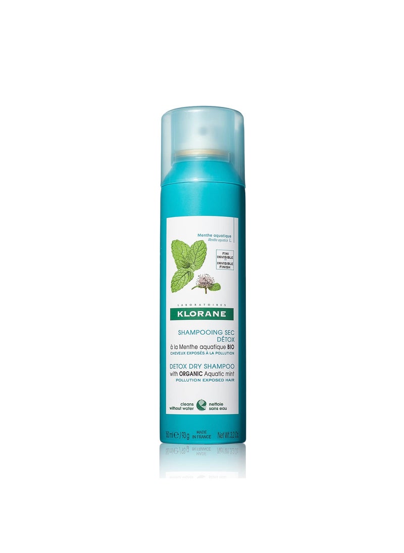 Klorane Detox Dry Shampoo with Aquatic Mint, All Hair Types, Invisible Finish, Cooling, Paraben & Sulfate-Free