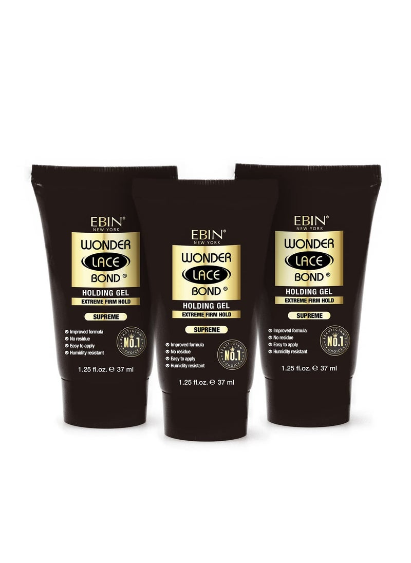 EBIN NEW YORK Wonder Bond Holding Gel Supreme (Extreme Firm Hold) - 3 Pack, 3.75oz/ 111ml | Quick Drying, Improved Formula Provides All-Day Hold