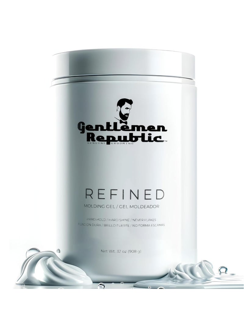 Gentlemen Republic 32oz Refined Hair Gel for Men - Provides 24 Hour High Hold & Shine - Premium Mens Hair Styling Products with No Beeswax, Alcohol, Parabens & Humidity Resistant