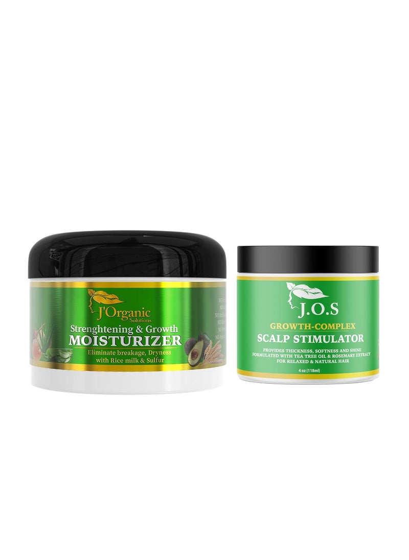 J'Organic Solutions Strengthening & Growth hair Moisturizer, with Rice Milk & Sulfur, Softens & Strengthens Curly, Coily Hair, Vanilla Scent, 8oz