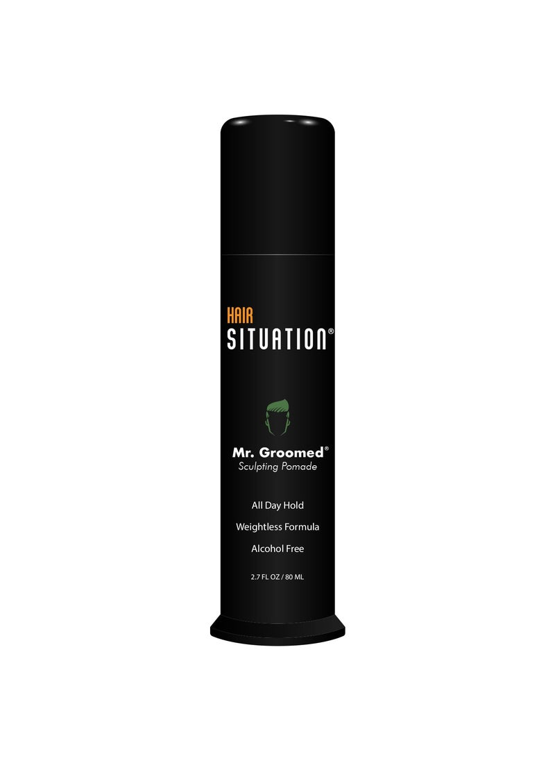 Hair Situation Mr. Groomed Strong Hold Pomade for Men - Matte Finish, Natural Look, All Day Hold, Alcohol-Free for All Hair Styles, Infused with Vitamin Pro-VB-5, A, E, B, C for Healthy Hair 2.7 Fl Oz