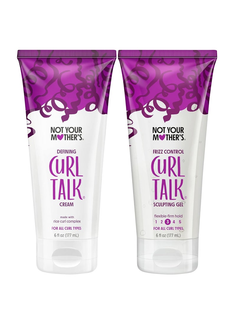 Not Your Mother's Curl Talk Frizz Control Sculpting Gel & Defining Cream (2-Pack) - 6 fl oz - Formulated with Rice Curl Complex - All Curly Hair Types