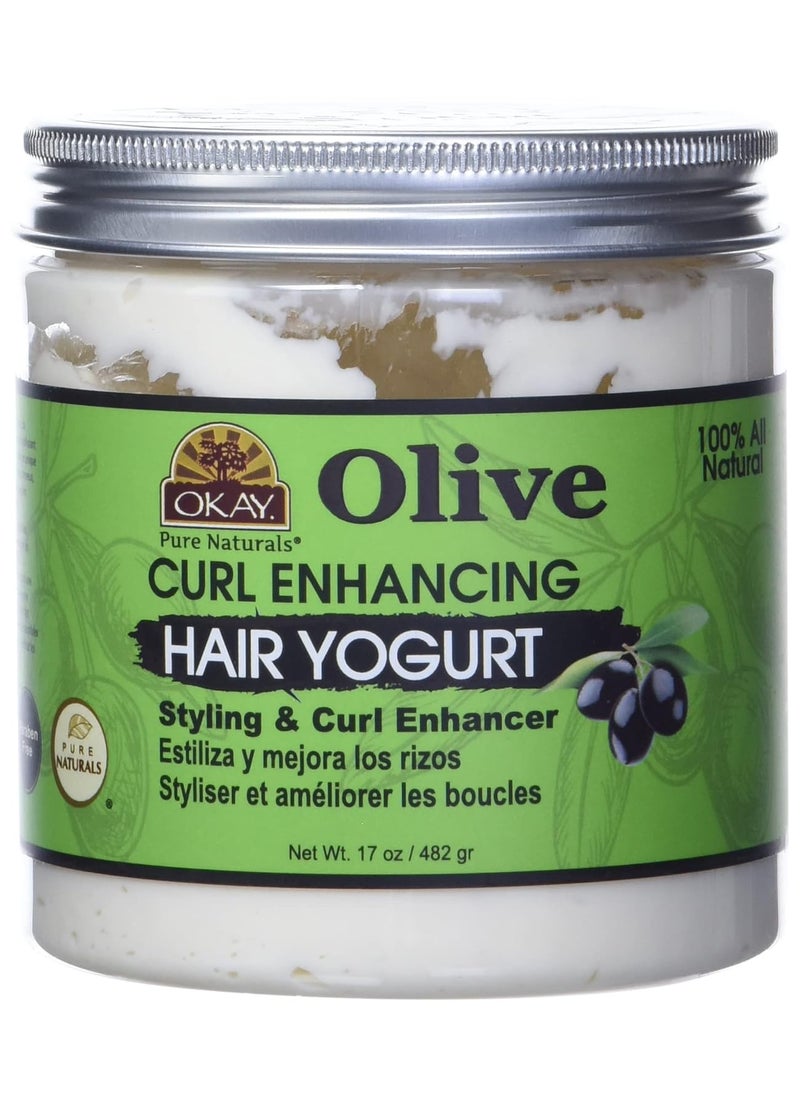 Olive Curl Enhancing Hair Yogurt For Styling&Curl Enhancing For Smooth,Glossy,Frizz Free,Strong&Well Defined Curls Alcohol,Sulfate,Paraben Free Made in USA 17oz
