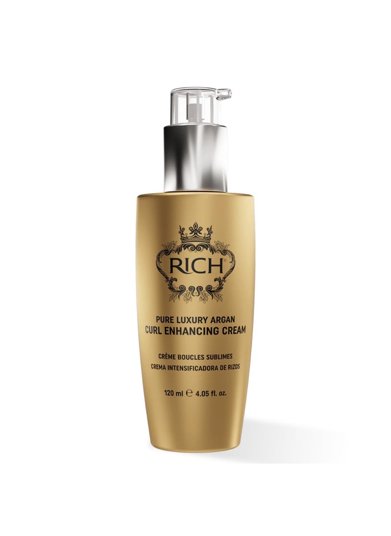 RICH Pure Luxury Curl Defining Cream for Curly & Wavy Hair - Controls Frizz and Add Natural Bounces - Enrich with Argan Oil, Coconut Oil & Hydrolyzed Wheat Protein - 4.05 Oz.