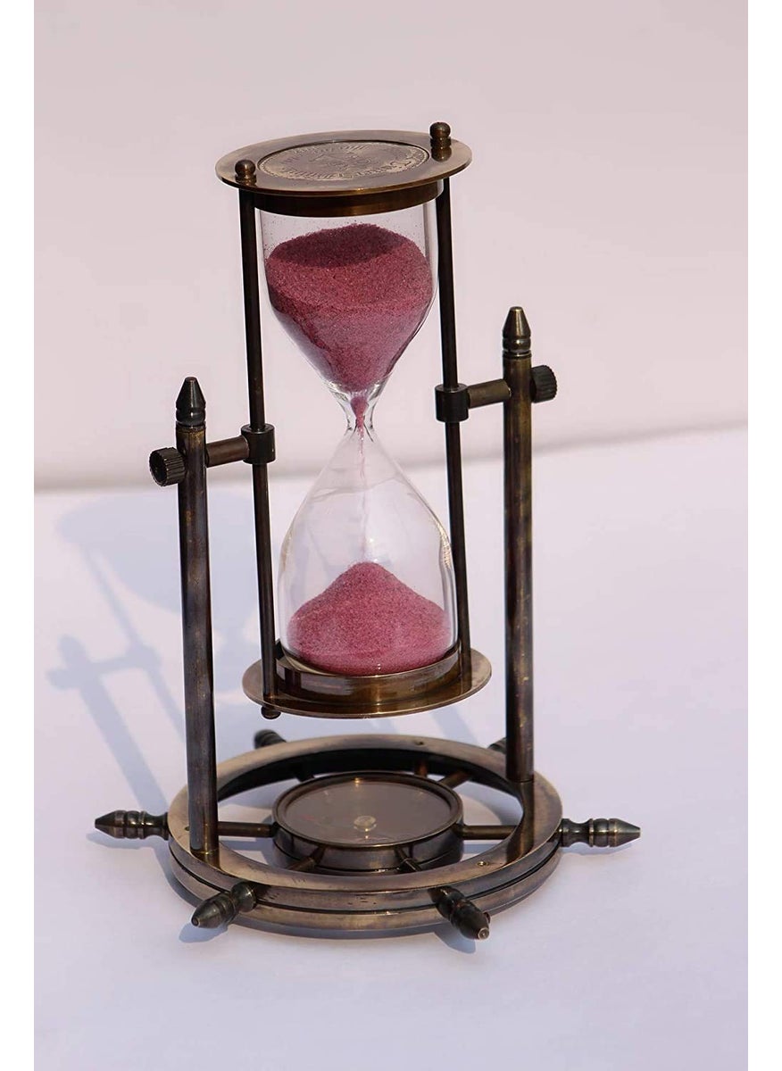 Webin Royal Collection Antique Black Beautiful Hanging Timer Hourglass with Base Wheel Compass for Room Decor Table Decor Gifted Items